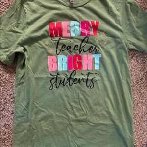 Bella Canvas Green Teacher Tee with Colorful Print